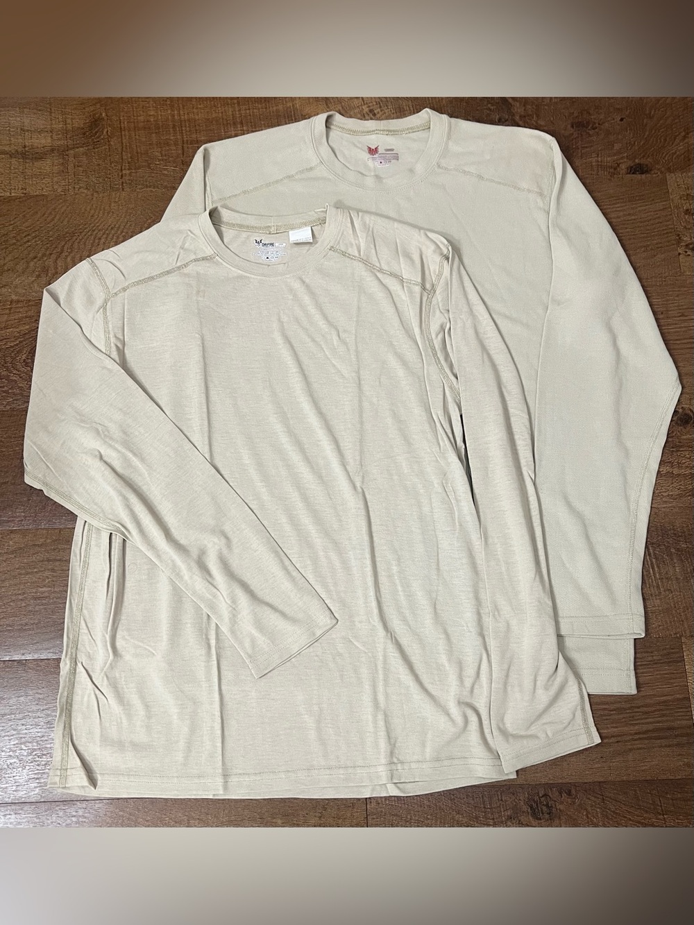 DriFire Long Sleeve Tee Tan Lot of 2 Size Large